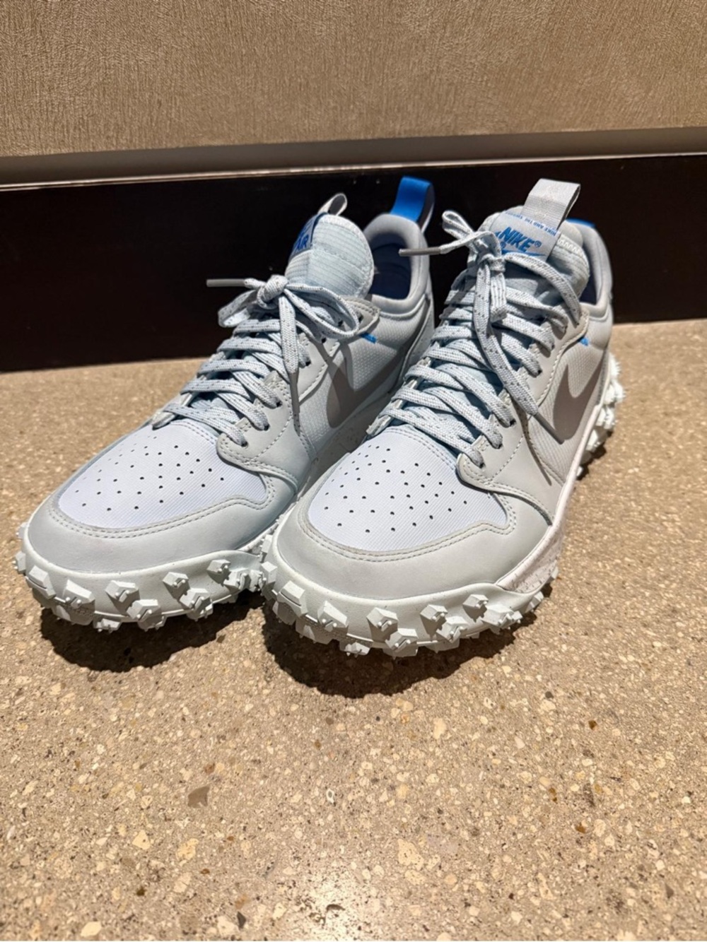 Nike Light Gray Sneakers with Blue Heel Tabs